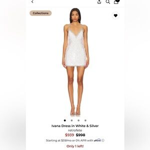 Retrofete Ivana Sparkling Mini Dress in White and Silver